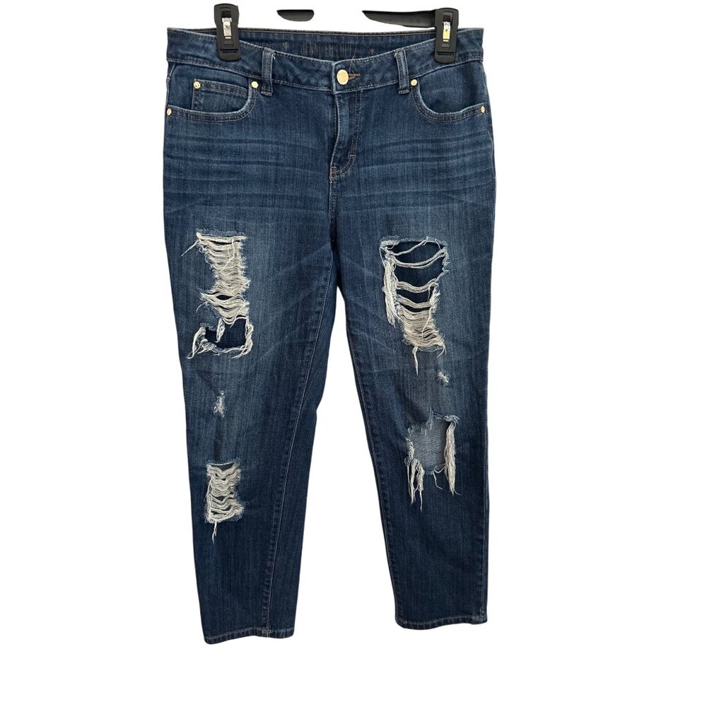 Jennifer Lopez Womens Distressed Boyfriend Jeans Size 4 Medium Wash